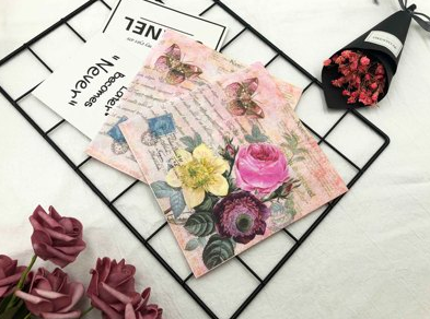 Flower color printing napkin