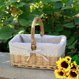 Outdoor Picnic Basket Wicker Hand Basket With Cover