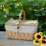 Outdoor Picnic Basket Wicker Hand Basket With Cover